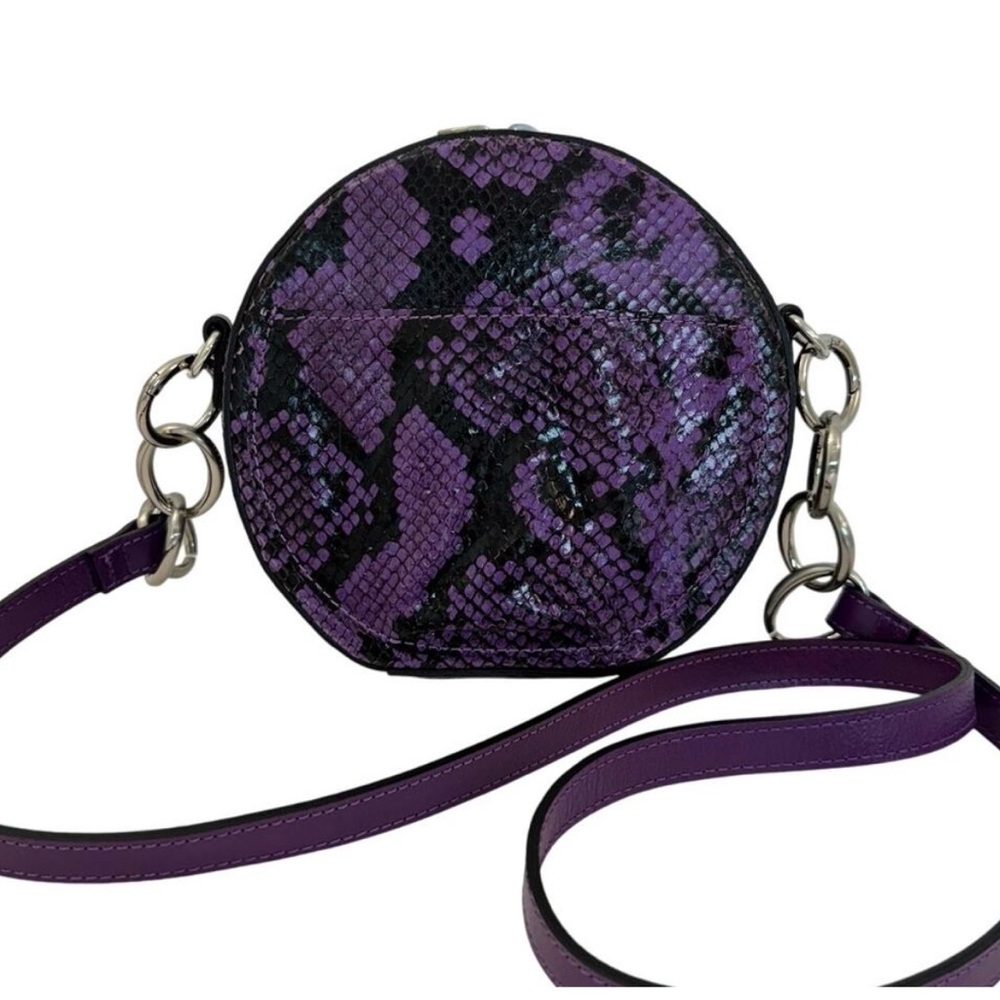 Patricia Nash Scafati Leather Canteen-Shaped Crossbody Bag Purple Snakeskin
